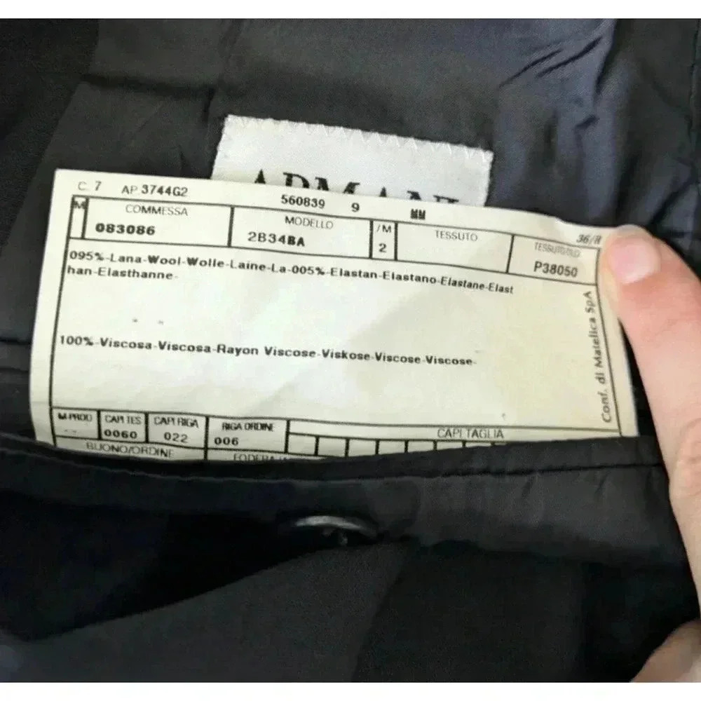 Armani Collezioni Black Wool Blend 3 Button Notch Blazer Size 36R Made In Italy - Picture 5 of 12